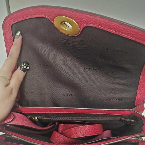 COACH Cassie Crossbody in Pebble Leather Colorblock - Cherry Multi - Picture 6 of 6